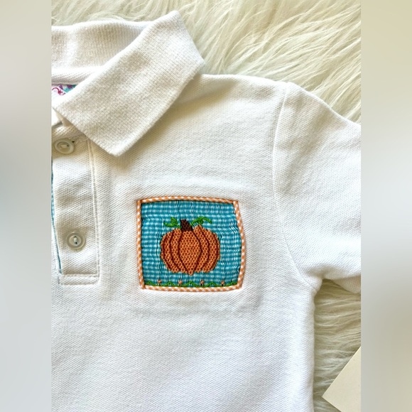 Smocked Pumpkin Polo Shirt - 2T - Picture 2 of 5